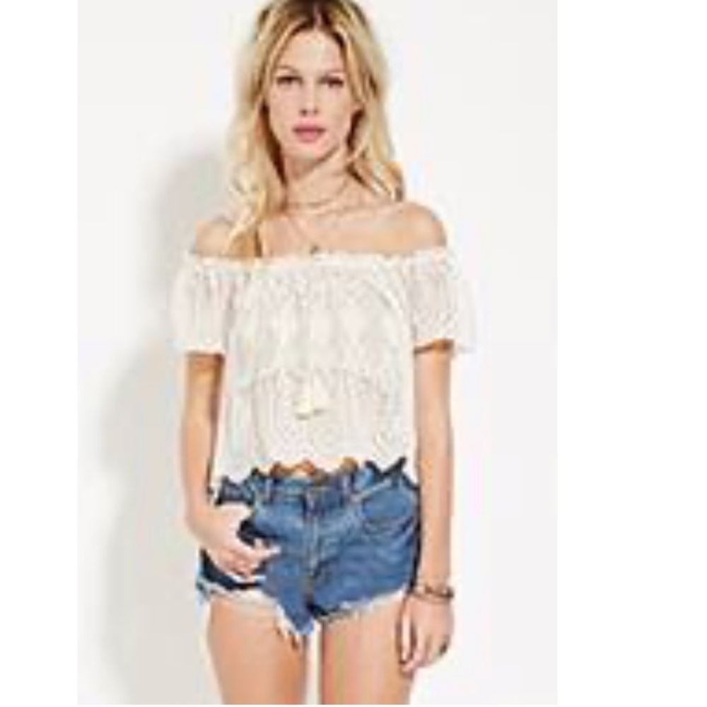 Sheer embroidered crop top
